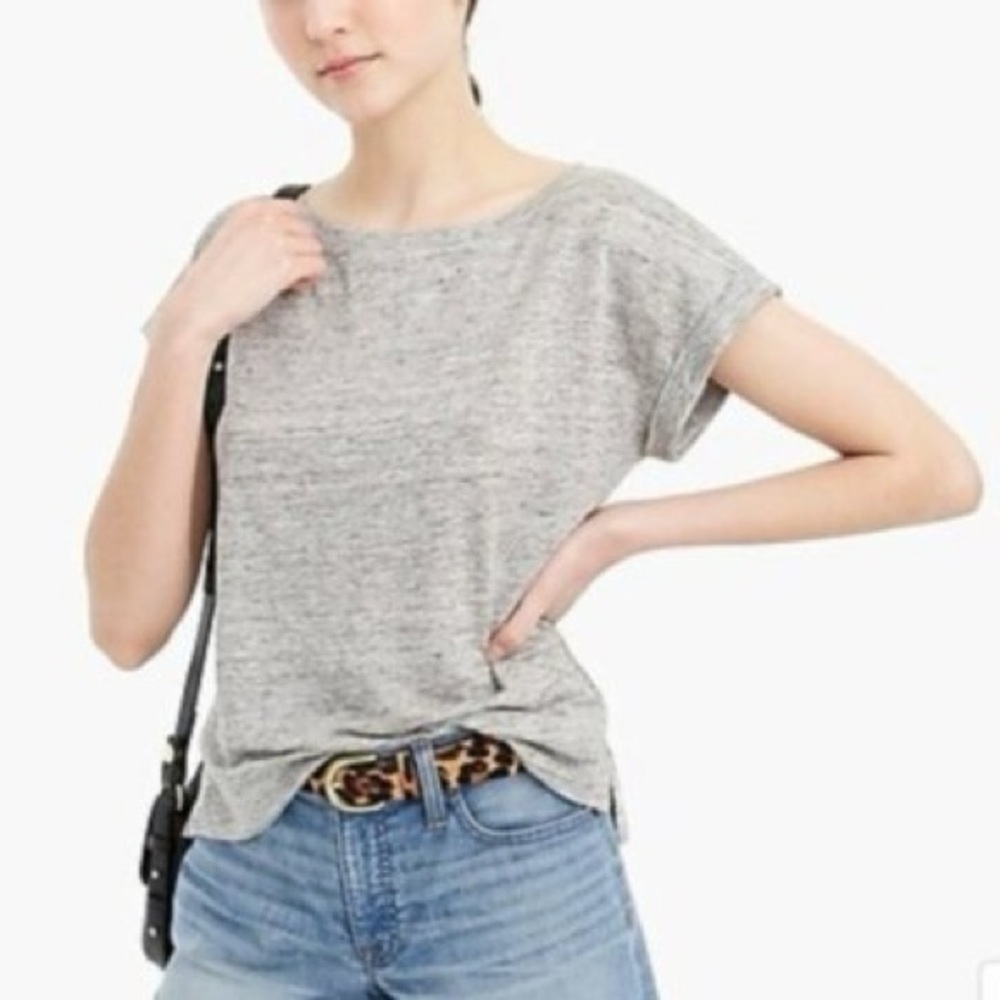 J. Crew Linen Knit Short Cuffed Sleeve Tee